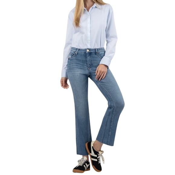 NWT Kut From The Kloth Kelsey High Rise Fab Ab Ankle Flare Medium Wash Size 4 - Picture 1 of 13